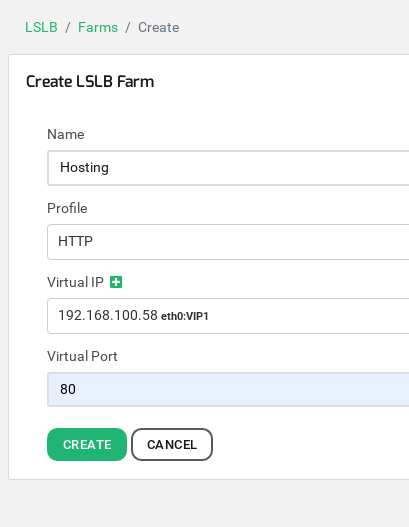 Zevenet Create Hosting HTTP Farm